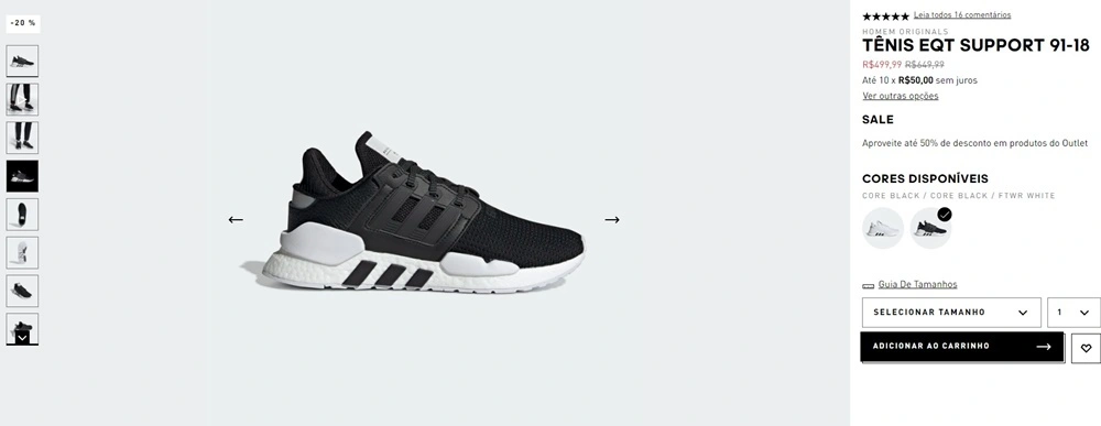 tênis eqt support 91-18