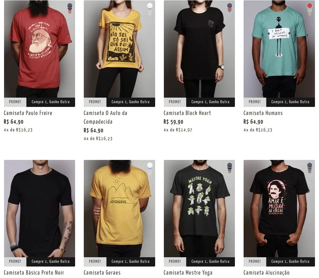 Compre 1 Camiseta e ganho outra na faixa