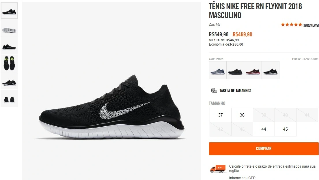 Tênis Nike free rn flyknit 2018