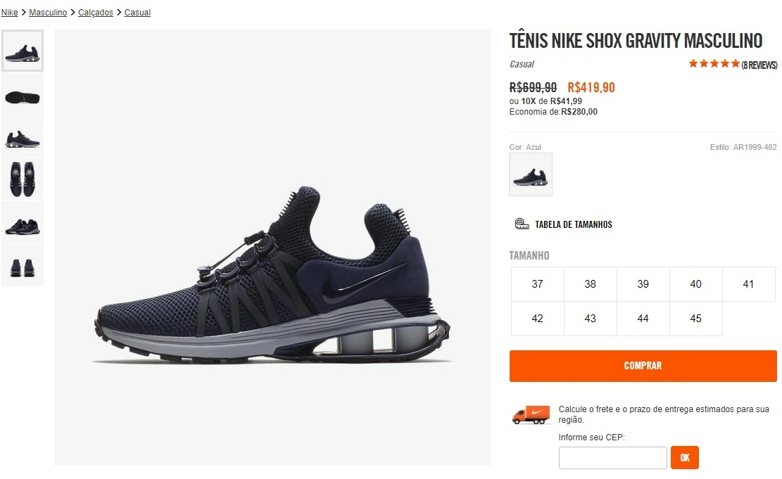 TÊNIS NIKE SHOX GRAVITY MASCULINO