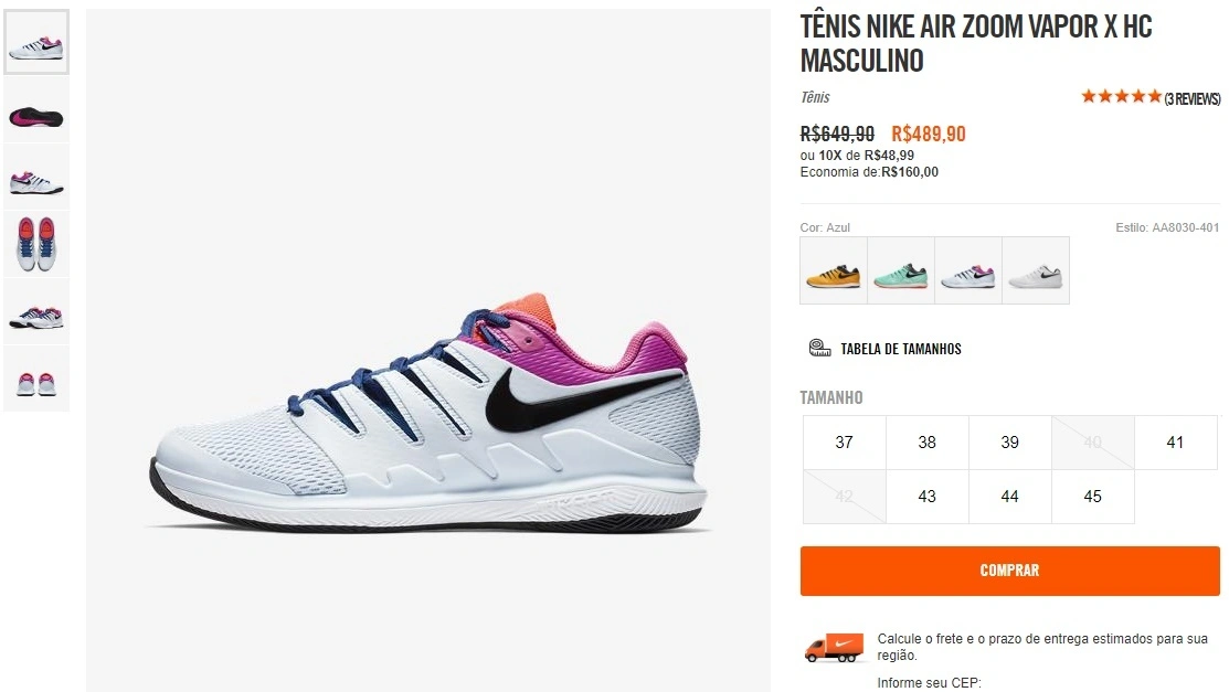 TÊNIS NIKE AIR ZOOM VAPOR X HC