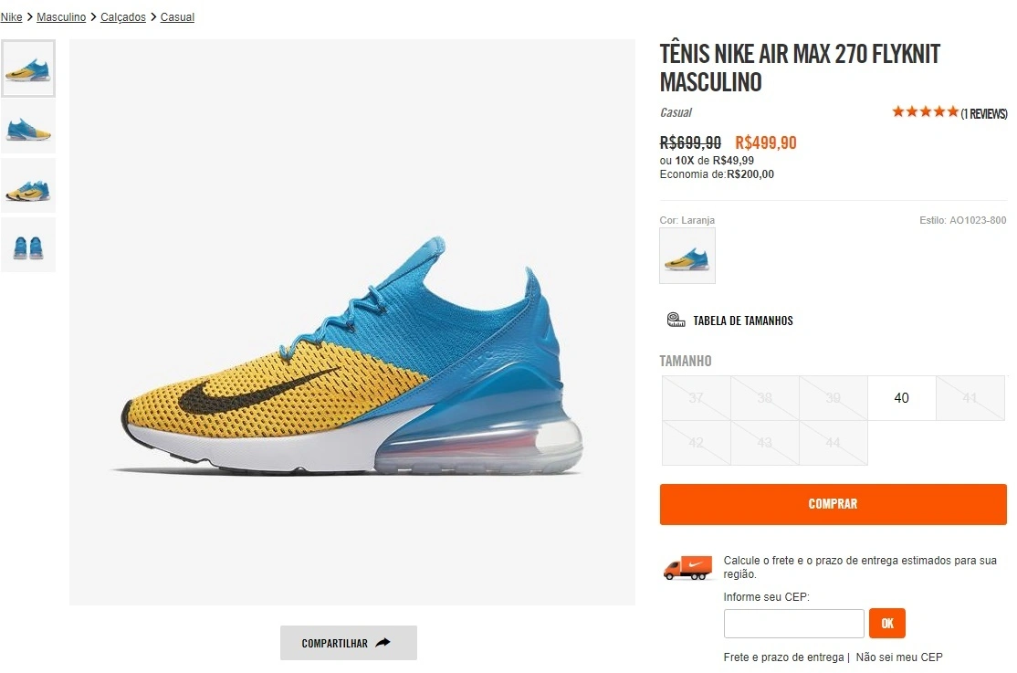 TÊNIS NIKE AIR MAX 270 FLYKNIT MASCULINO