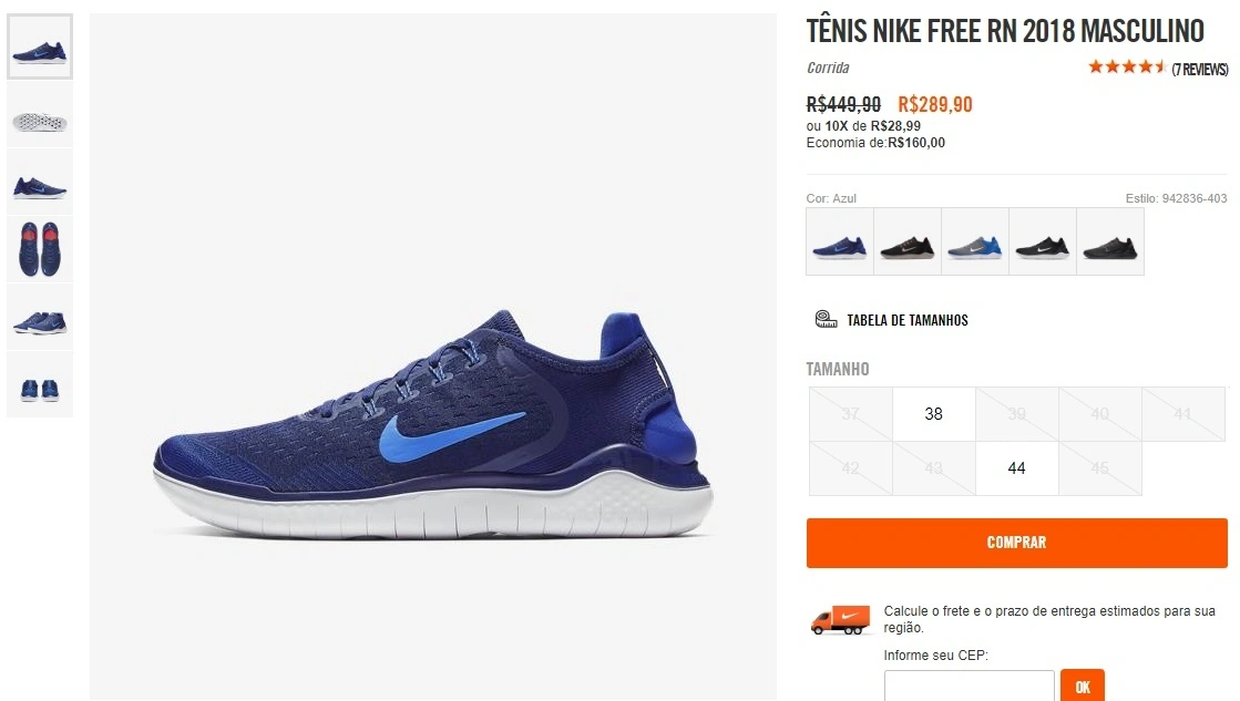 tênis nike free rn 2018