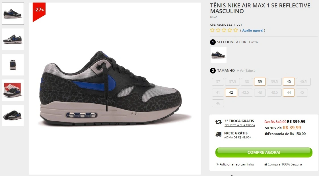 tênis nike air max 1 se reflective