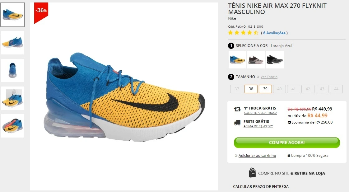 Tênis Nike Air Max 270 Flyknit