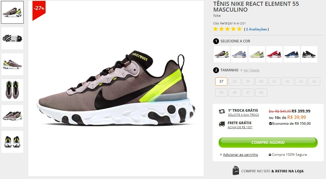 Tênis Nike React Element 55