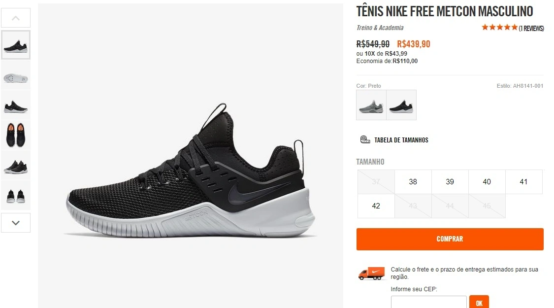 Tênis nike free metcon