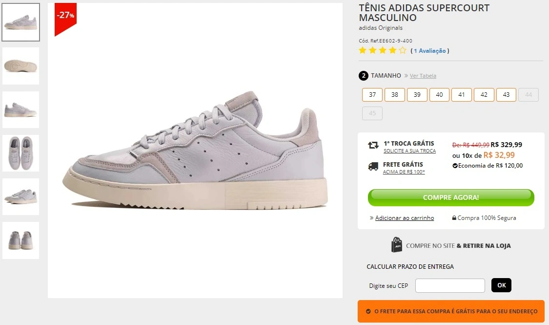 tênis Adidas Supercourt