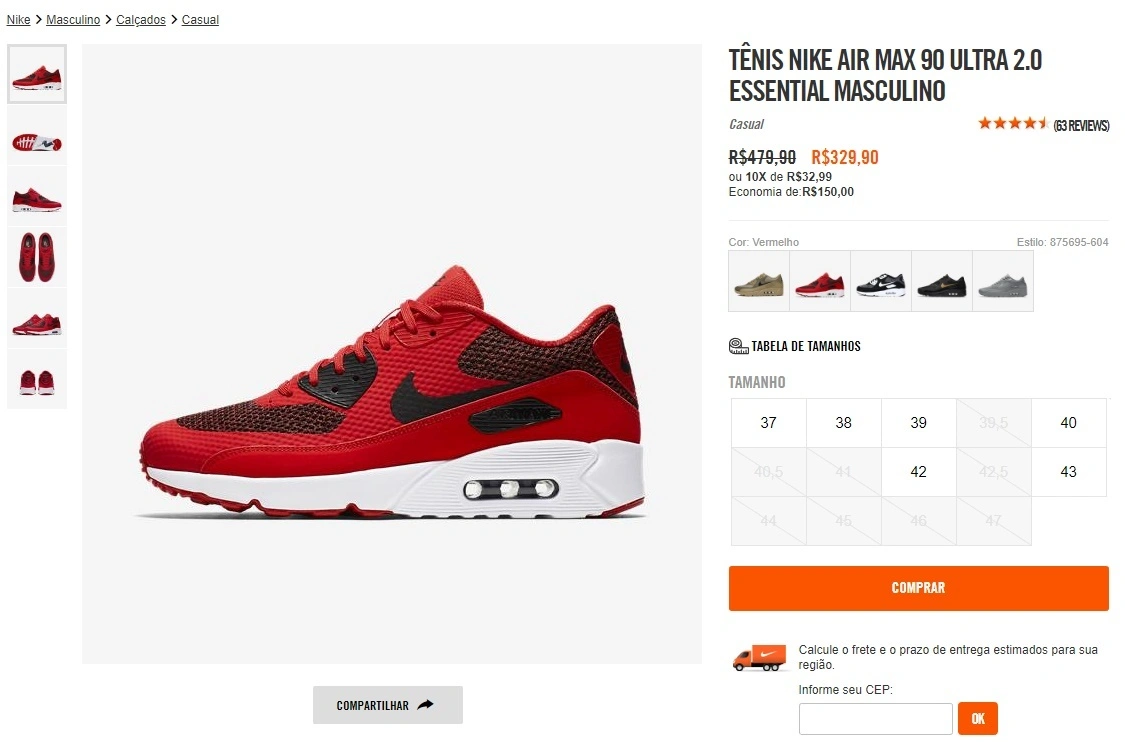 TÊNIS NIKE AIR MAX 90 ULTRA 2.0 ESSENTIAL MASCULINO