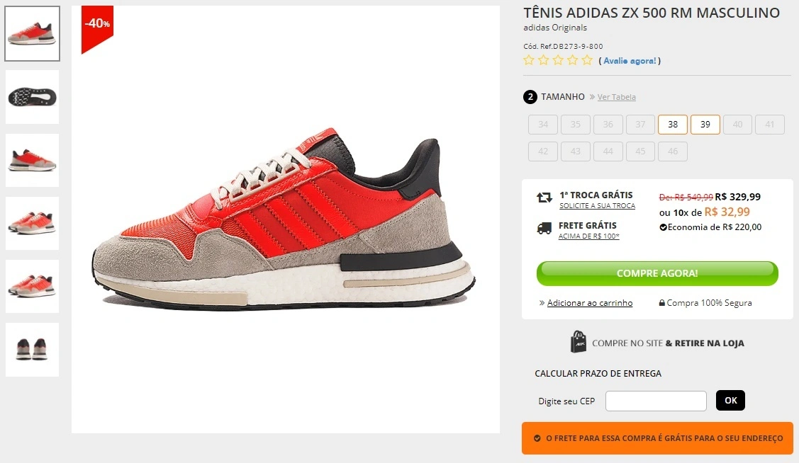 Tênis Adidas ZX 500 RM