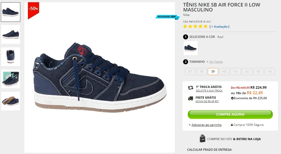 tênis nike sb Air Force 2 Low