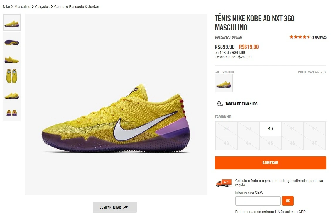 TÊNIS NIKE KOBE AD NXT 360 MASCULINO