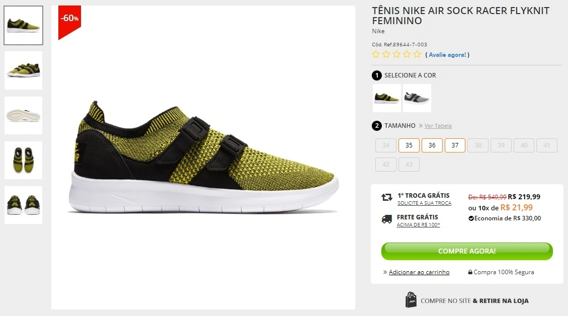 Tênis Nike Air Sock Racer Flyknit