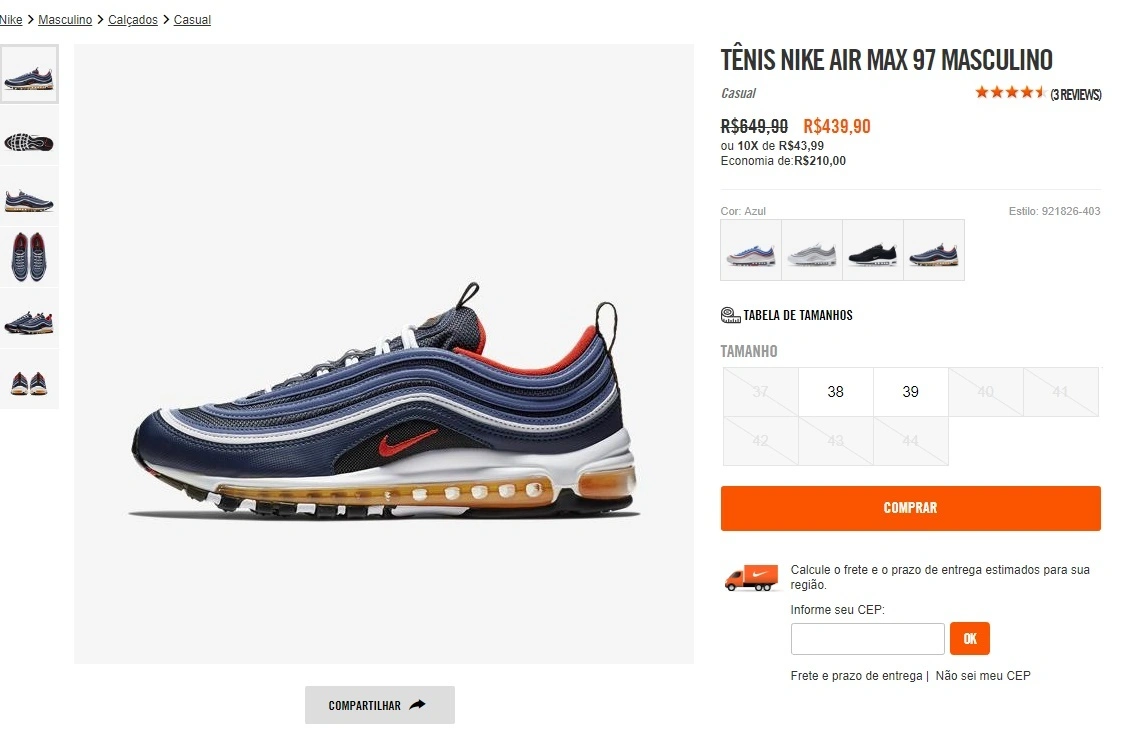TÊNIS NIKE AIR MAX 97 MASCULINO