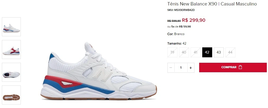 Tênis New Balance X90 branco