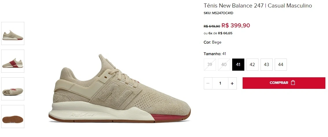 Tênis New Balance 247 bege