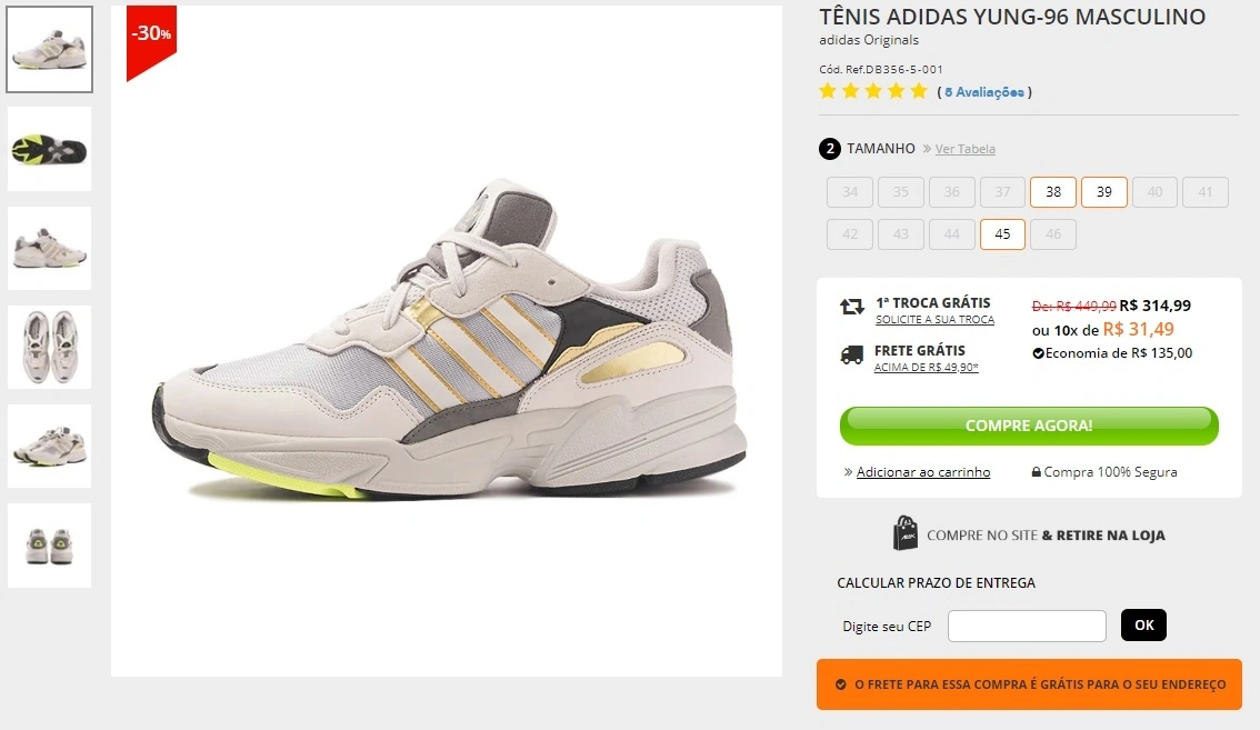 Tênis Adidas Yung 96