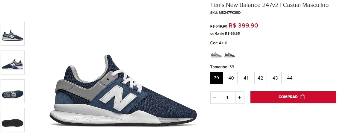 Tênis New Balance 247 V2 azul clássico