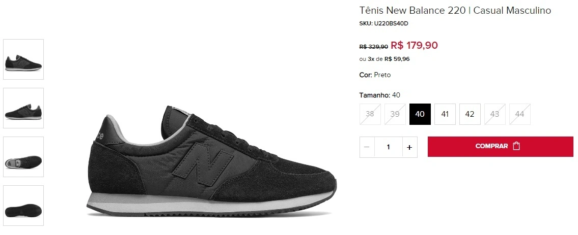 Tênis New Balance 220 preto