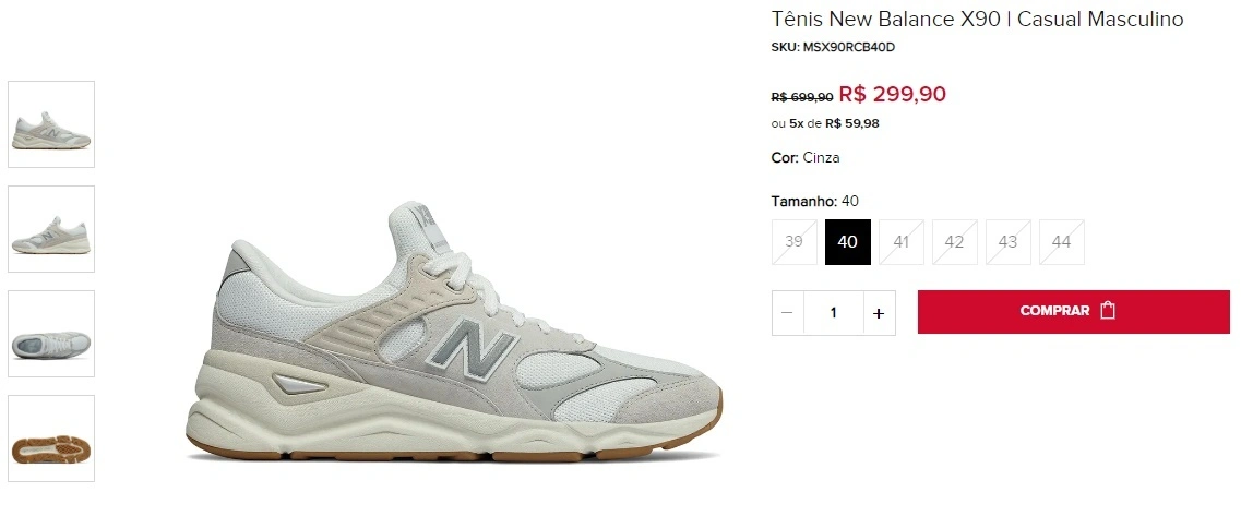 Tênis New BAlance X90 bege