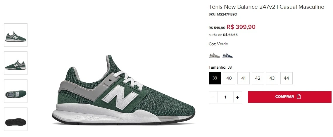 Tênis New Balance 247 V2 verde