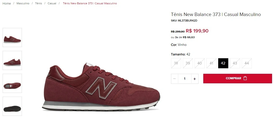 New Balance 373 vermelho