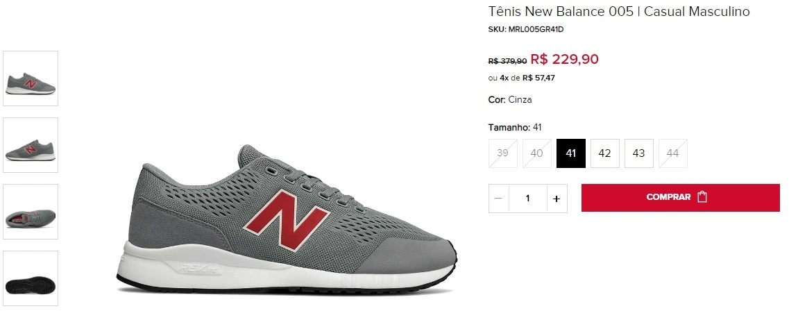 Tênis New Balance 005 cinza