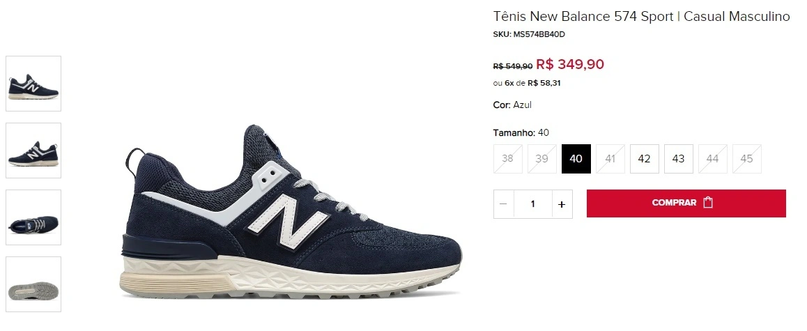 Tênis New Balance 574 Sport azul marinho
