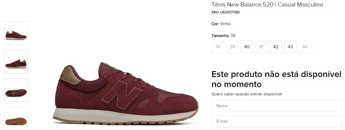 Tênis New Balance 520 vermelho