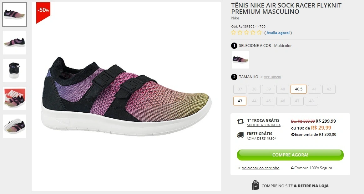Tênis nike air sock racer flyknit premium