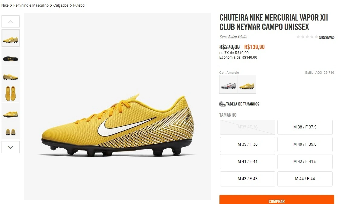 NIKE MERCURIAL VAPOR XII CLUB NEYMAR