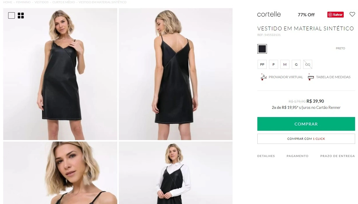 VESTIDO EM MATERIAL SINTÉTICO