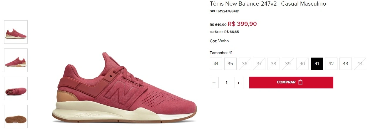 Tênis New Balance 247 V2 vermelho