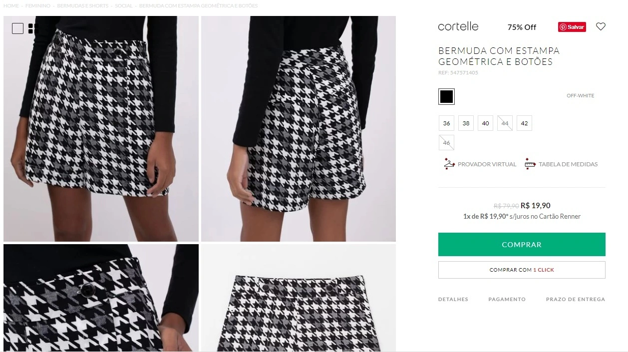 BERMUDA COM ESTAMPA GEOMÉTRICA E BOTÕES