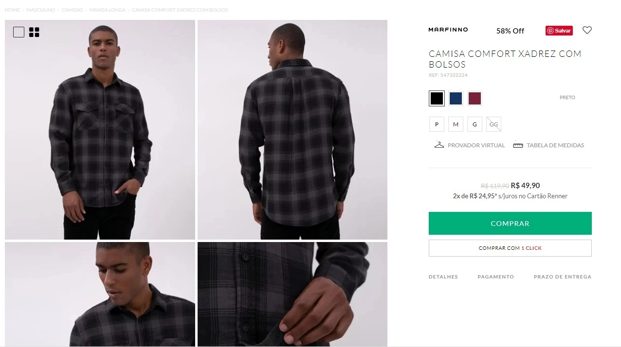 CAMISA COMFORT XADREZ COM BOLSOS