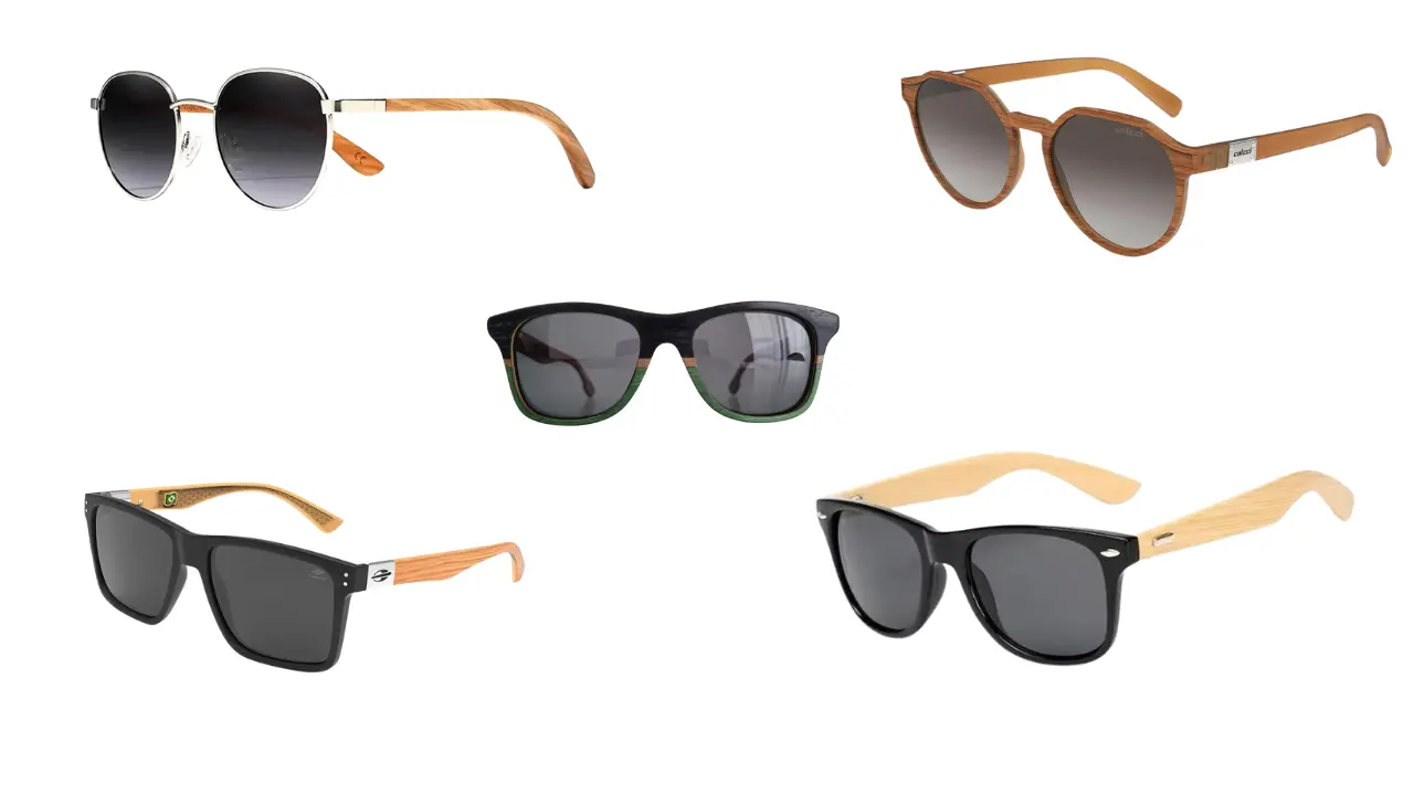 Óculos de Sol com Armação de Madeira