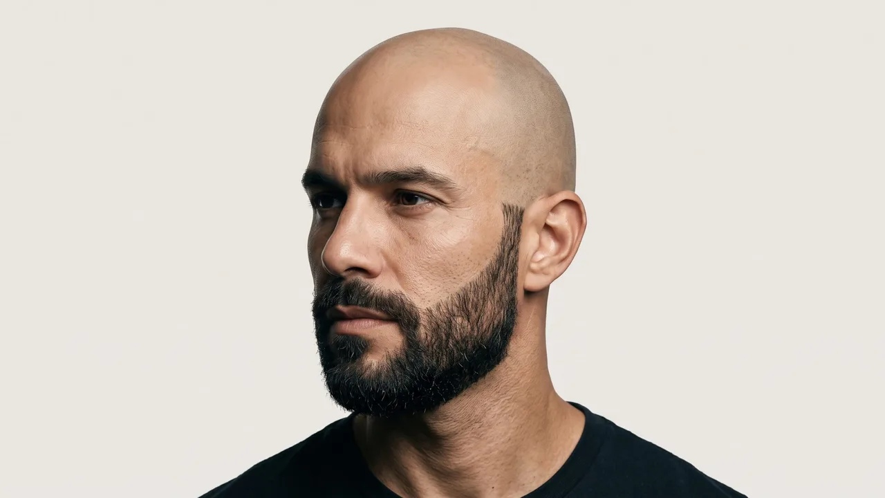 A tríade do homem careca imponente: barba, postura e cuidados com o couro cabeludo