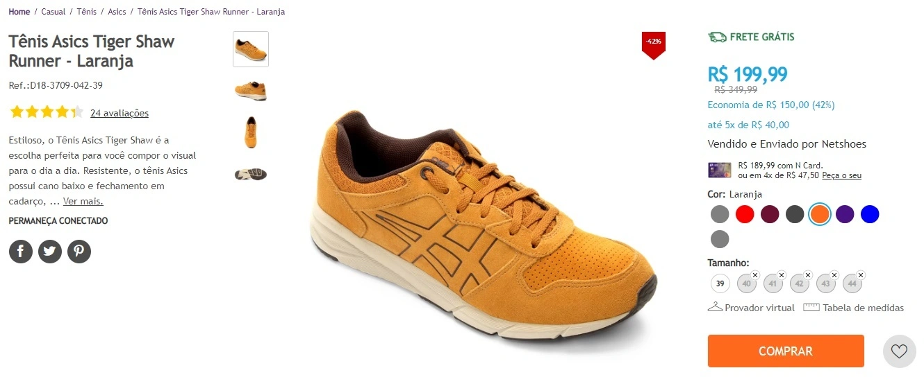 Tênis Asics Tiger Shaw Runner