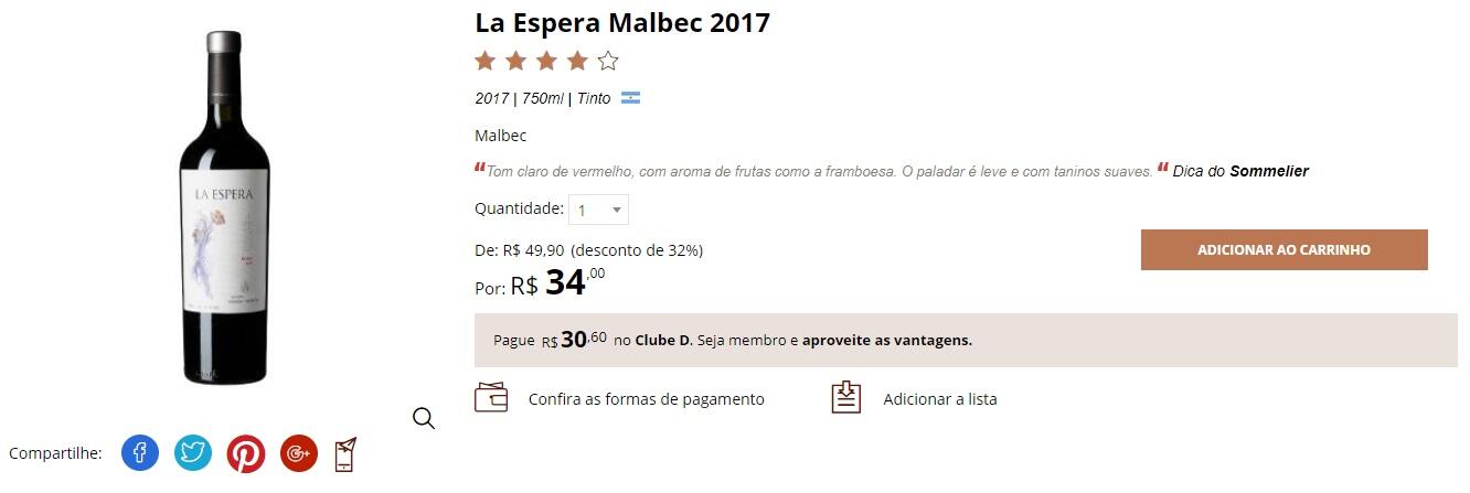 La Espera Malbec 2017