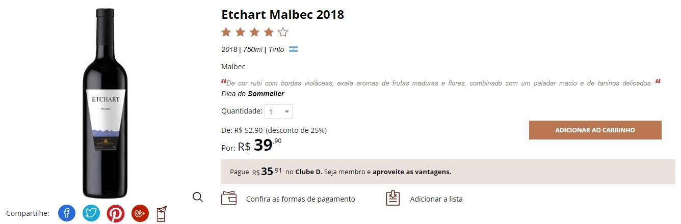 Etchart Malbec 2018