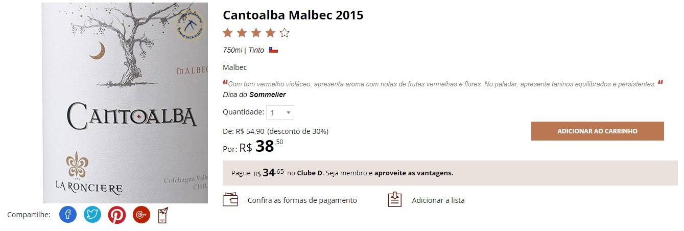 Cantoalba Malbec 2015
