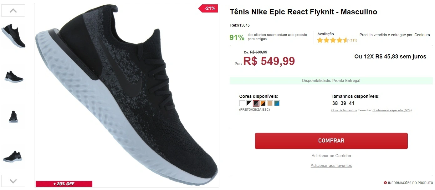 Tênis Nike Epic react Flyknit