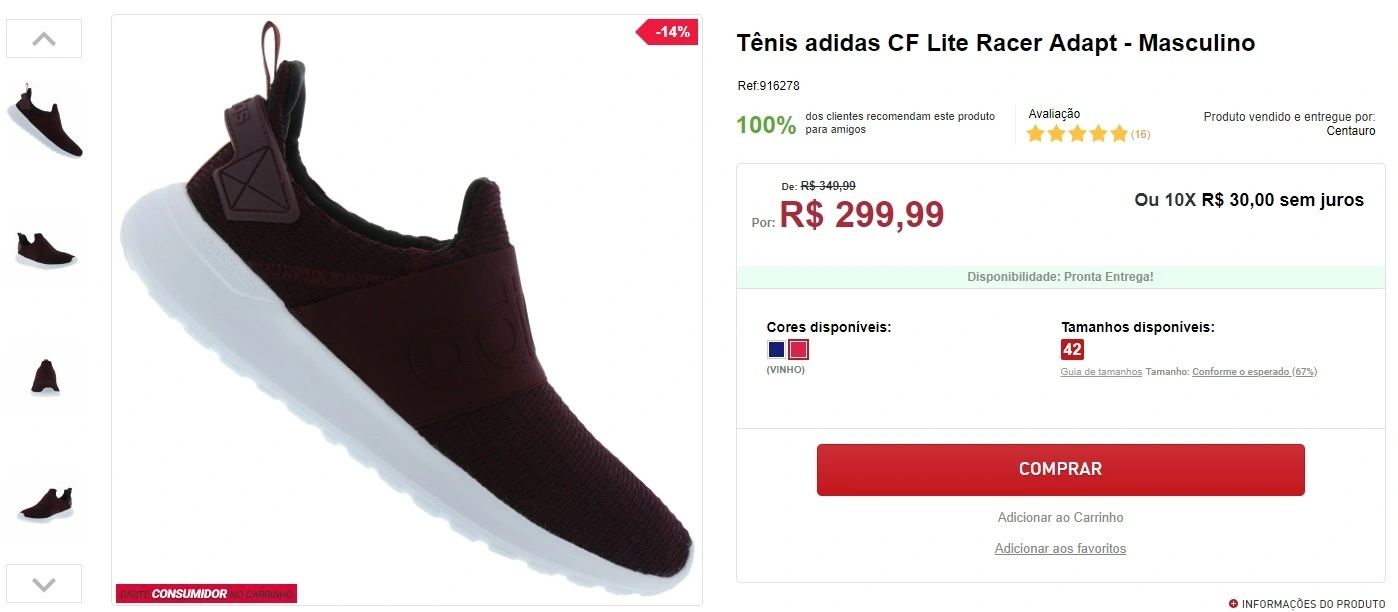 Tênis Adidas CF Lite RAcer adapt