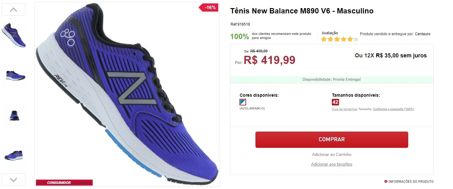 Tênis New Balance M890 V6