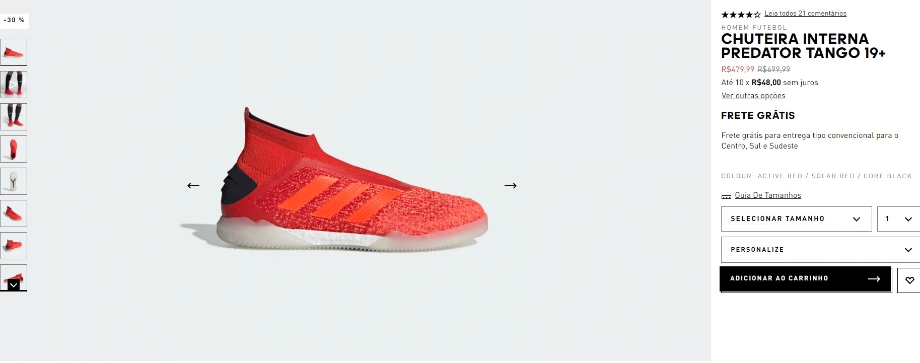 Chuteira interna predator tango 19+