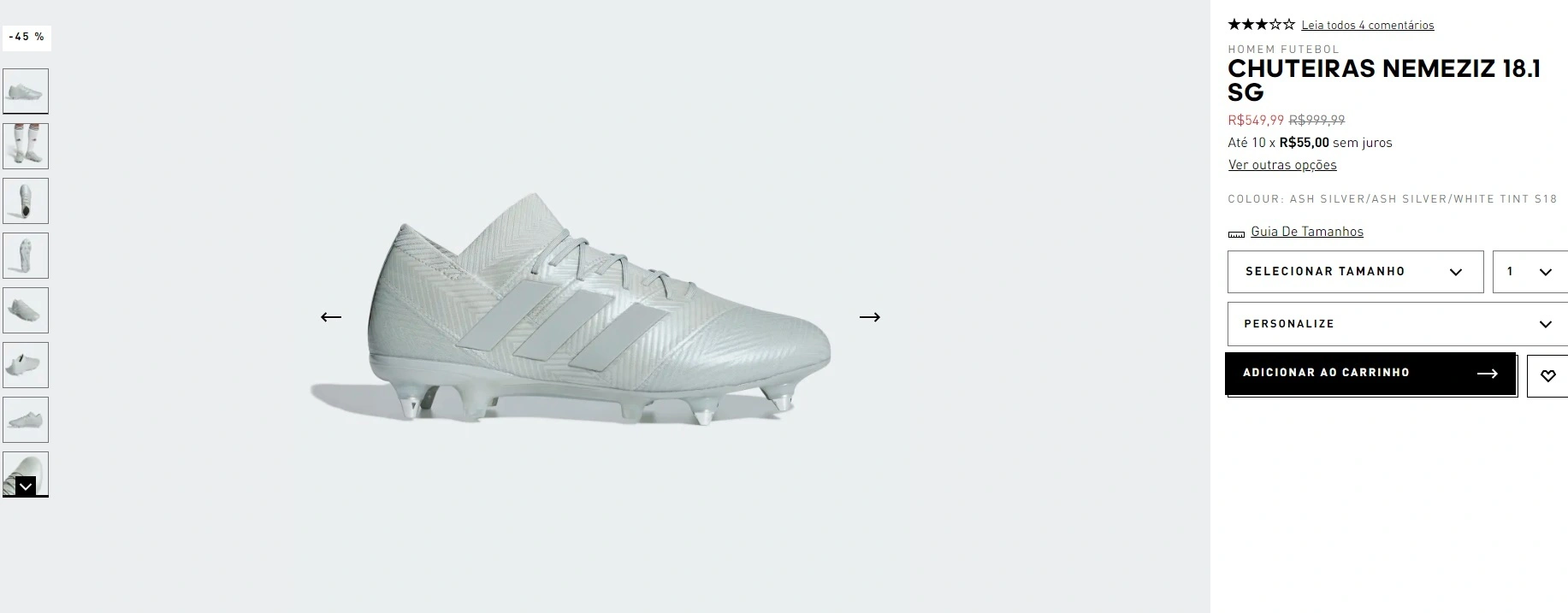 Chuteira Nemeziz 18.1 SG