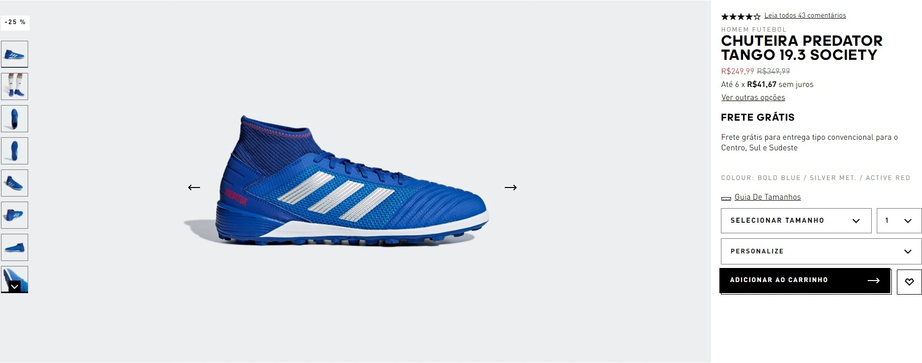 Chuteira predator tango 19.3 society