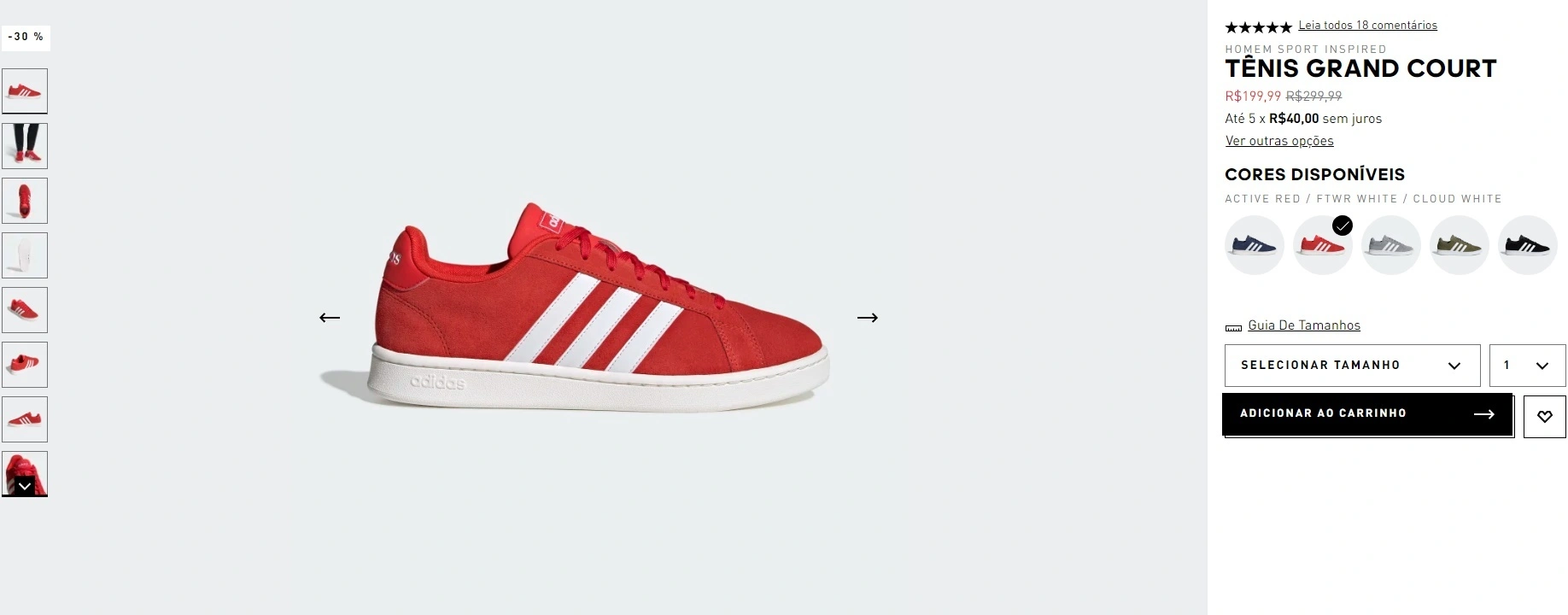 Tênis Grand Court vermelho