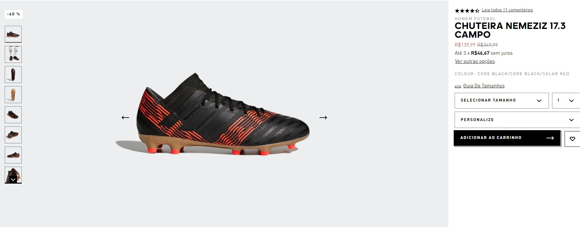 Chuteira Adidas Nemeziz 17.3