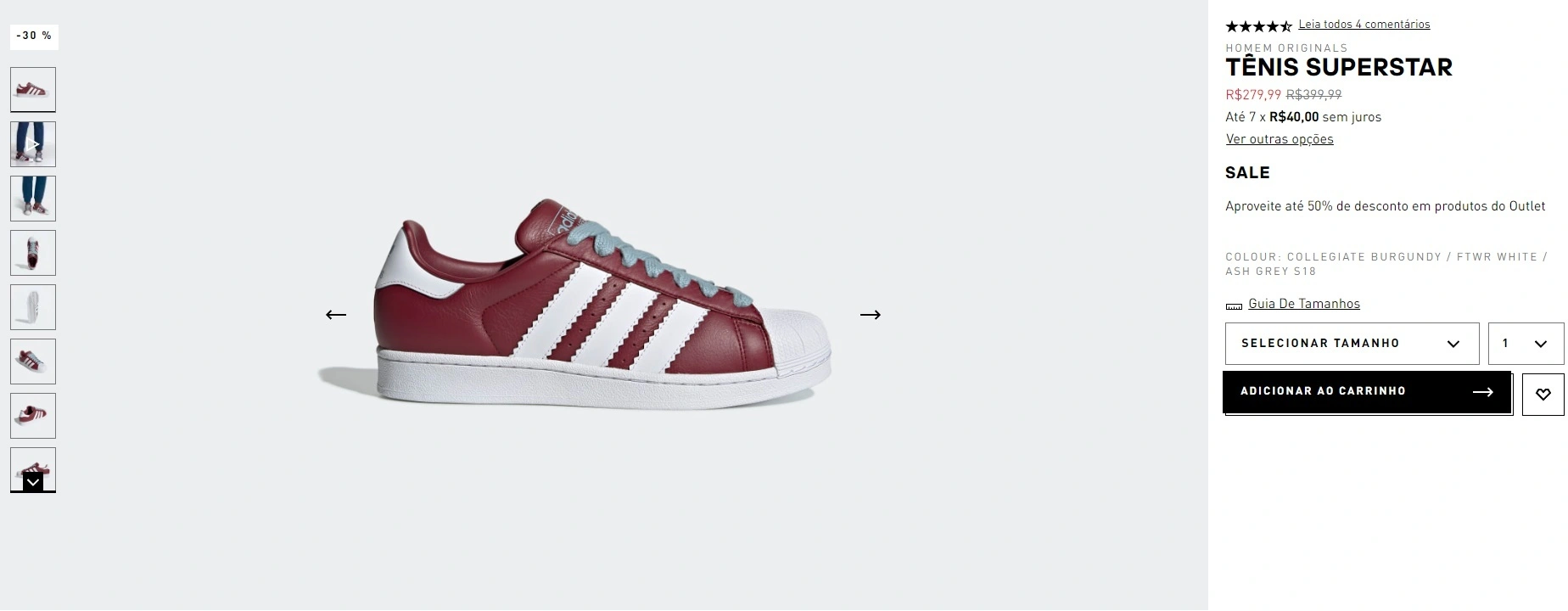 Adidas Superstar vermelho